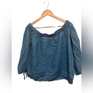 Elegant Blue Off-Shoulder Blouse